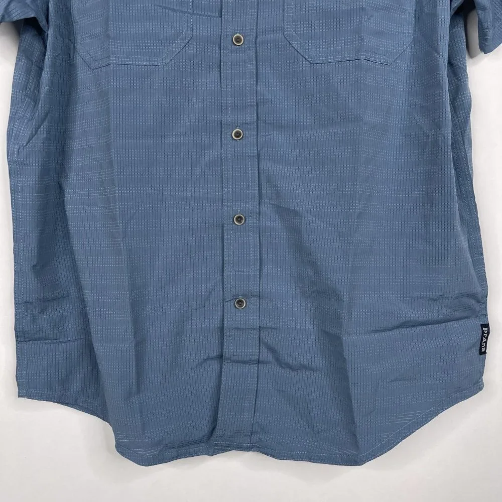 NWT prAna Cayman Shirt Small Blue Note Yarn Dye Melange Woven Check - Picture 7 of 16